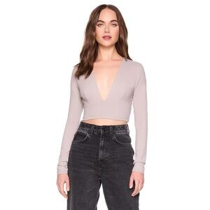 susana monaco vneck long sleeve crop top